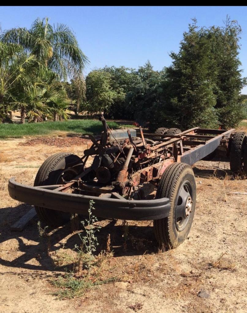 Original bare chassis of the 1952 COE truck